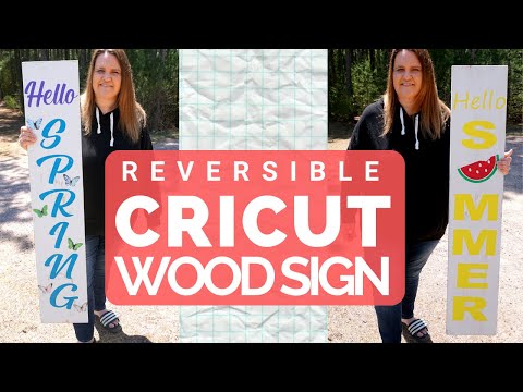 CUTE! Reversible Wood Sign made with Cricut (Spring and Summer)