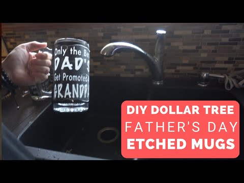 Easy DIY Dollar Tree Etched Mugs [Fathers Day Gift] [Cricut]