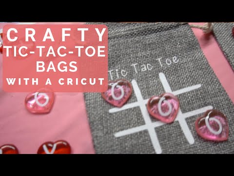 How to Cricut – Valentines TIC TAC TOE Bags – HTV on Burlap bags