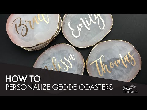 HOW TO PERSONALIZE RESIN GEODE AGATE COASTERS | Cricut Design Space Tutorial | DIY Vinyl stickers