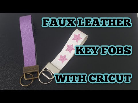 Faux leather key fob with Cricut