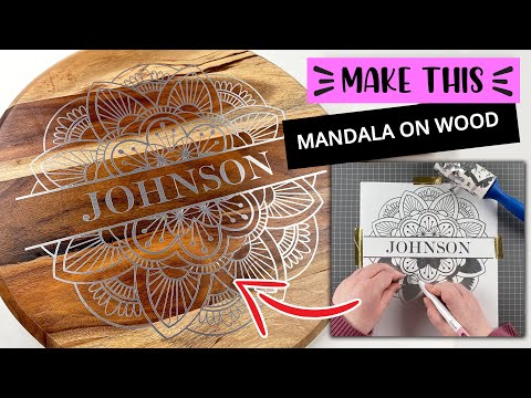 VINYL ON WOOD CUTTING BOARD | How To Create A Split Monogram Mandala In Cricut Design Space