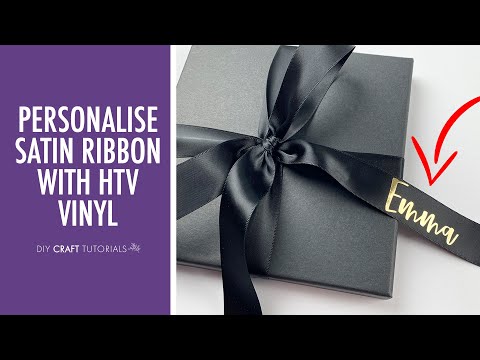 HOW TO ADD WORDS TO  RIBBON WITH HTV VINYL | Cricut Tutorial | DIY Custom Gift Box