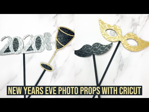 NEW YEARS EVE PHOTO PROPS USING CRICUT CHIPBOARD AND VINYL