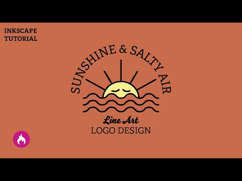 Inkscape tutorial sleepy sun and waves line art logo