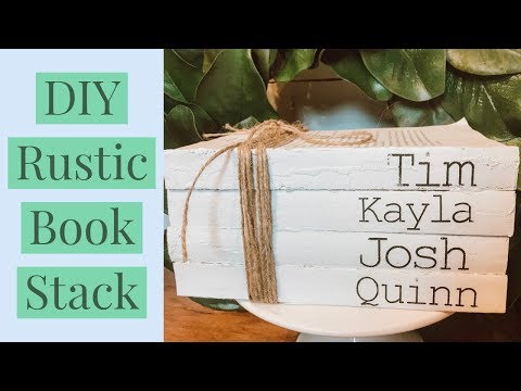 DIY RUSTIC BOOK STACK | MONOGRAMMED USING STENCIL FROM CRICUT