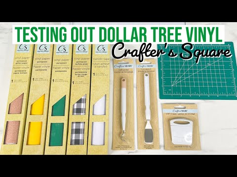 TESTING OUT & REVIEWING DOLLAR TREE CRAFTER'S SQUARE PRODUCTS – VINYL, TRANSFER TAPE, & TOOLS!