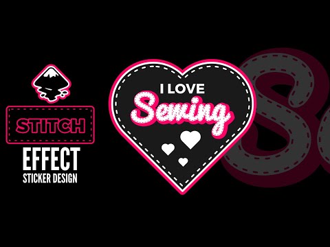 Sewing stitch effect sticker design svg Inkscape tutorial