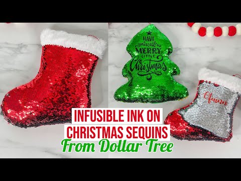 CRICUT INFUSIBLE INK ON DOLLAR TREE CHRISTMAS SEQUINS