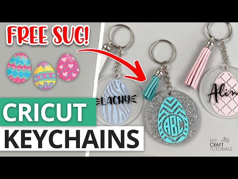 DIY EASTER EGG KEYCHAINS AND FREE SVG CUT FILE! Cricut Keychains with Vinyl and UV Resin.