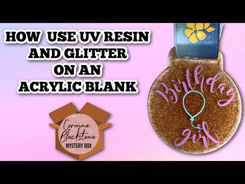 How to make a glittered acrylic blank with UV resin and vinyl – Cricut – Award – key chain
