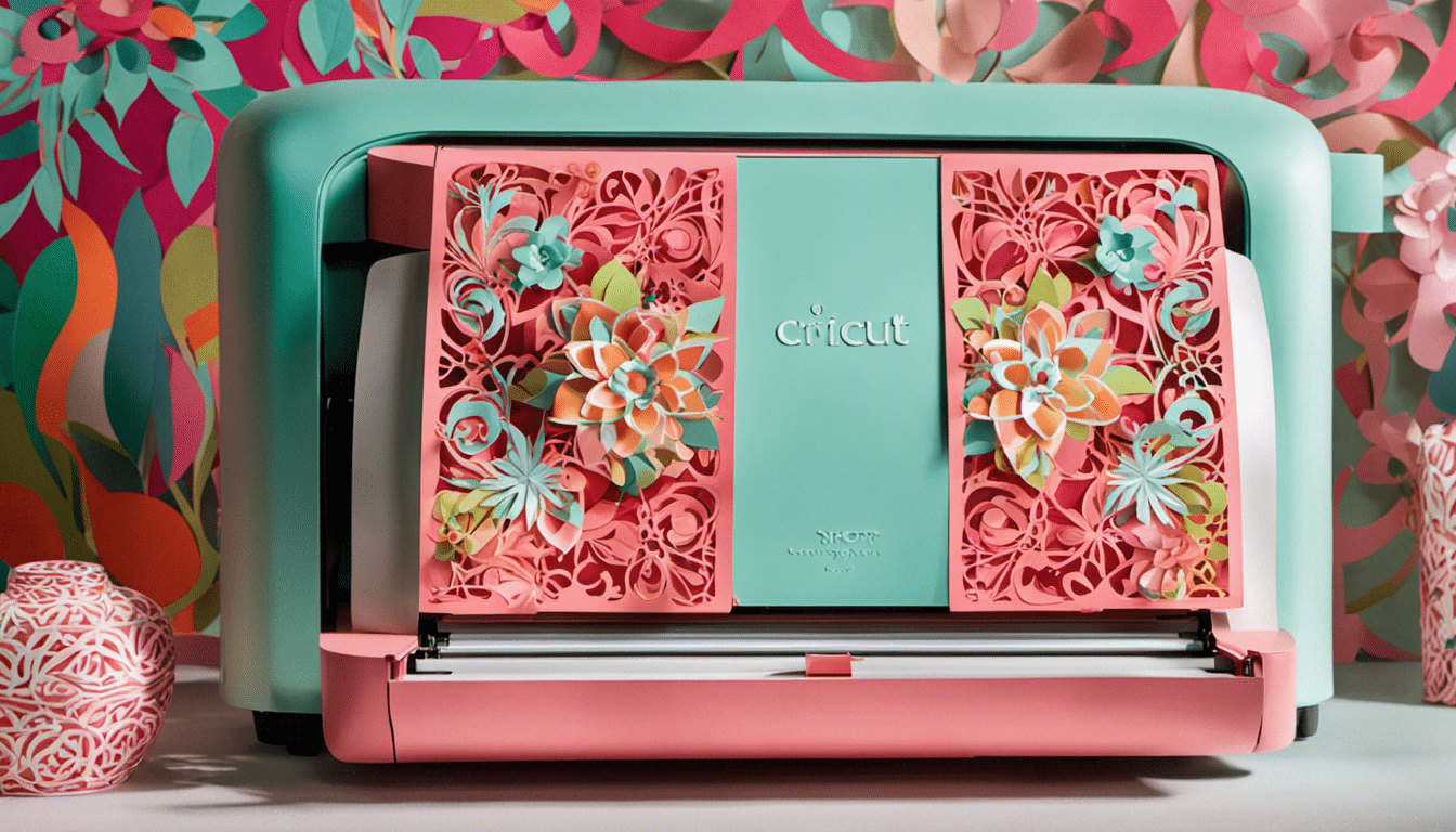 An image that showcases the Cricut Create machine in action, with a vibrant design being cut out of colorful cardstock
