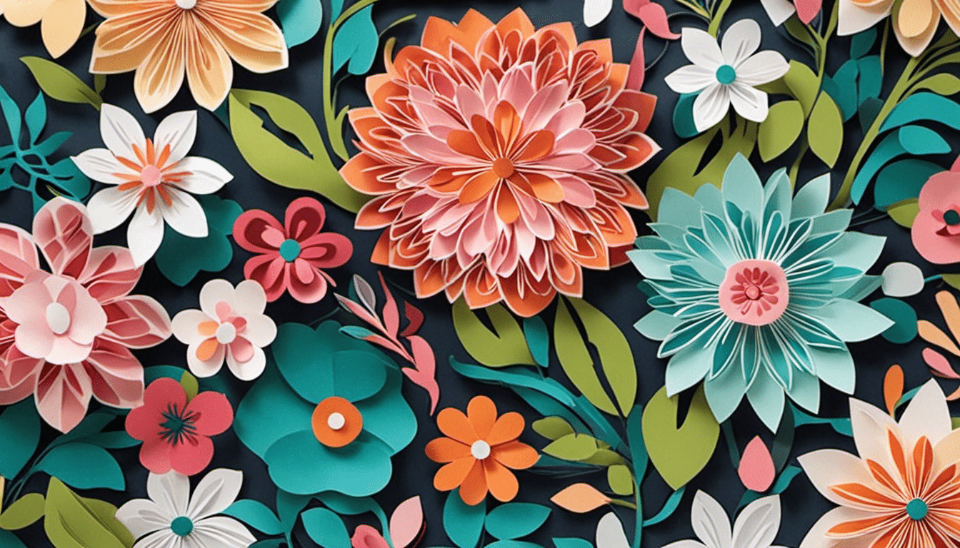 An image showcasing a colorful and intricate paper-cut design, flawlessly crafted with the Cricut Maker